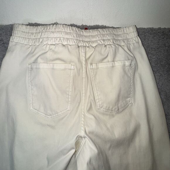 Spanx Women’s Ivory Cream Twill Cargo Joggers Pants Zipper Ankles Size Large - Picture 10 of 12